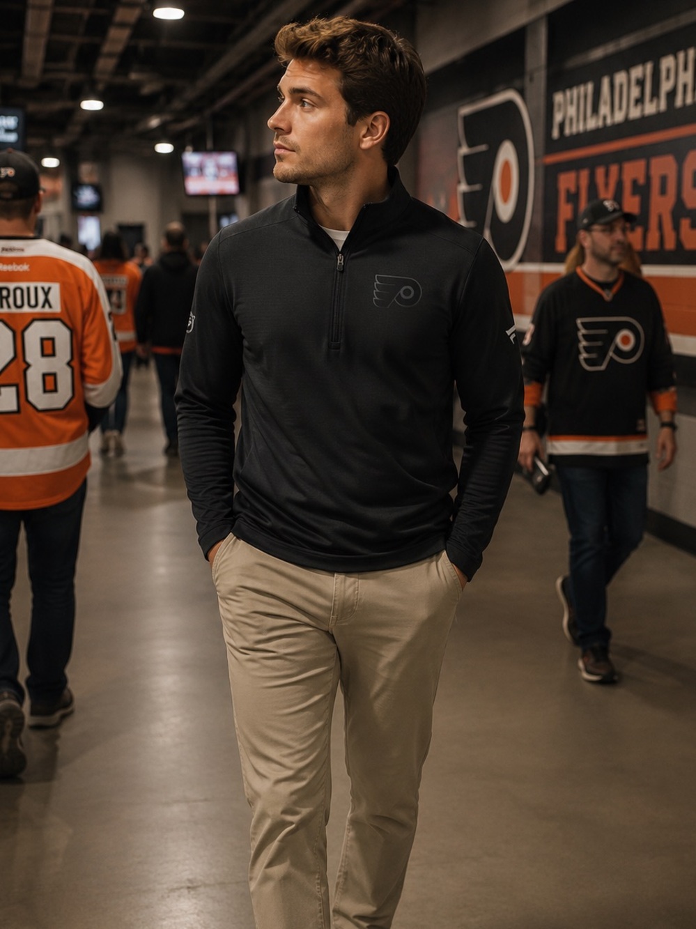 Philadelphia Flyers Fanatics Quarter-Zip Pullover – Men’s Size Small Black NWOT